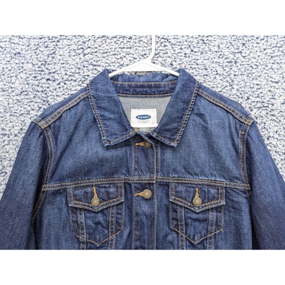 Old Navy Denim Jacket Size XL Button Up Trucker Jean Bomber Western Biker Blue - Picture 3 of 12